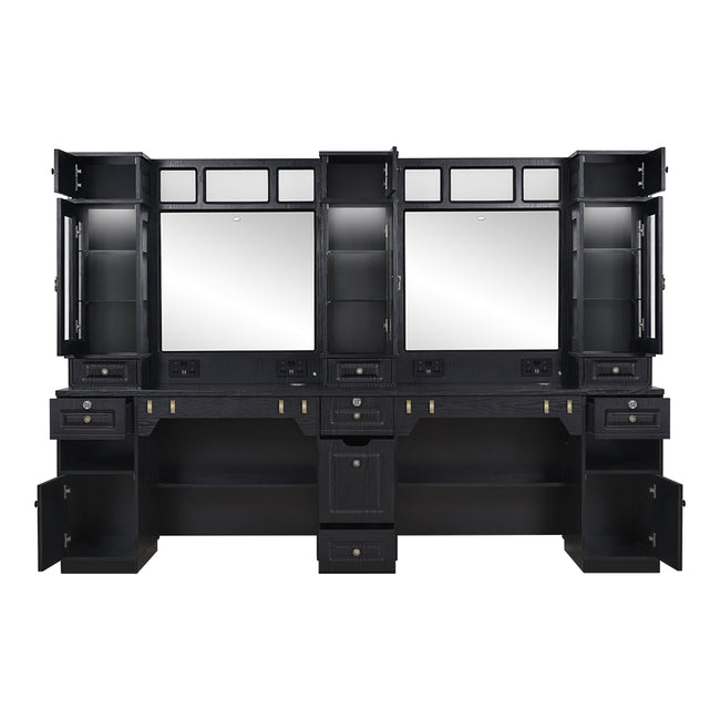 Combined Multi Barber Stations with LED Barber Mirrors - Britainnica Barber Units DIR Store