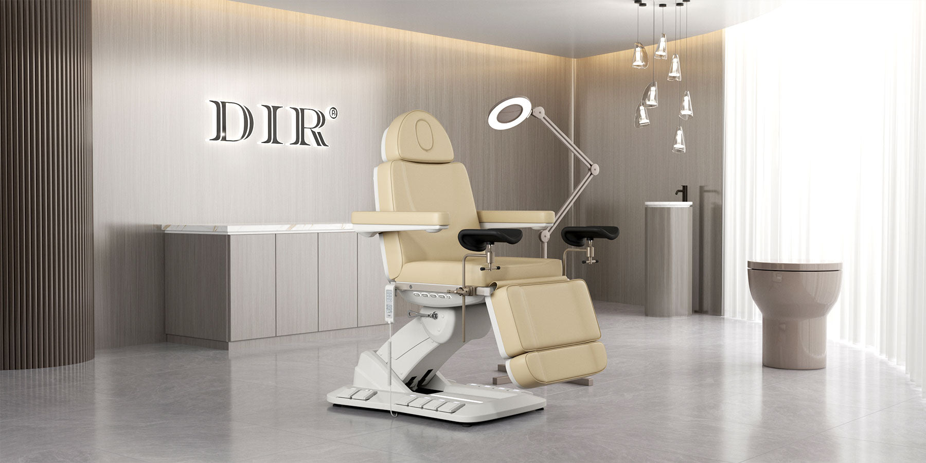 Gynecology Bed with Leg Stirrups Support - Geneva Examination Chair with 4 Motors- detail - DIR Store