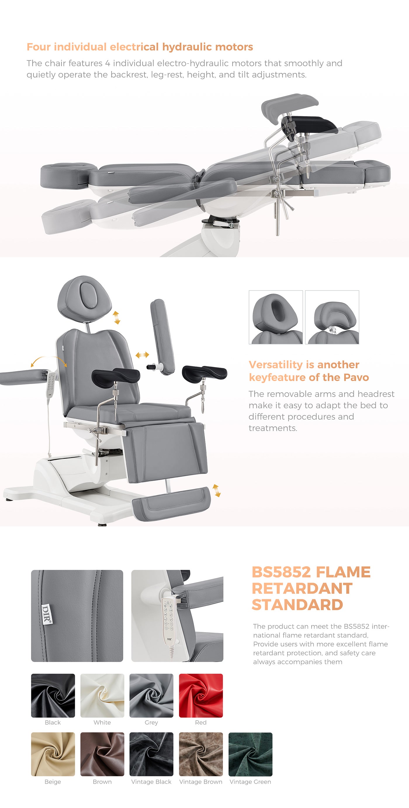 Gynecology Bed Chair with Leg Stirrups Support - Pavo Exam Chair with OB 4-Motors- detail - DIR Store