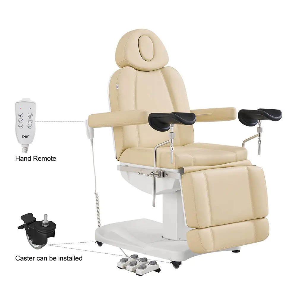 Gynecology Bed Chair with Leg Stirrups Support - Ink OB 3-Motors Examination Chair with Stirrups - DIR Store