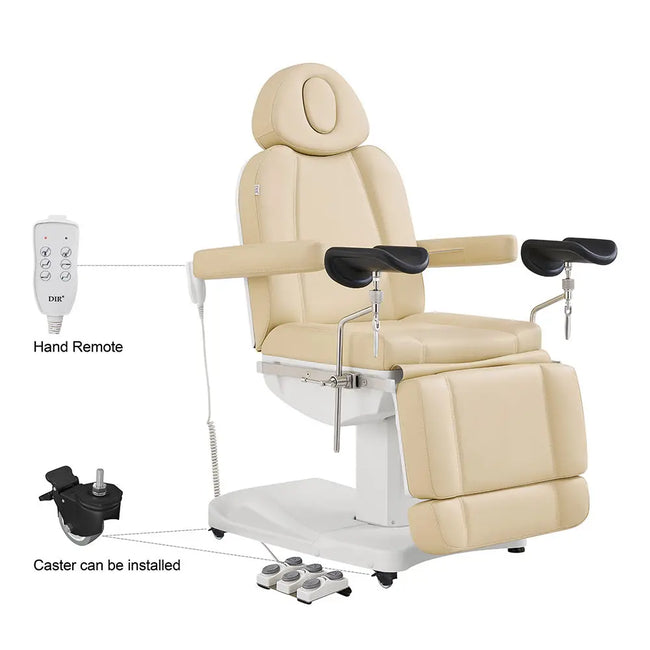 Gynecology Bed Chair with Leg Stirrups Support - Ink OB 3-Motors Examination Chair with Stirrups - DIR Store