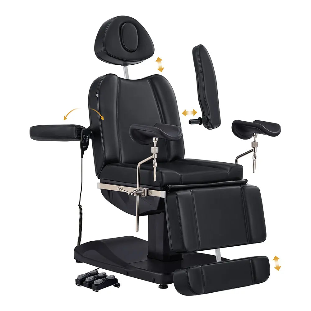 Gynecology Bed Chair with Leg Stirrups Support - Ink OB 3-Motors Examination Chair with Stirrups - DIR Store