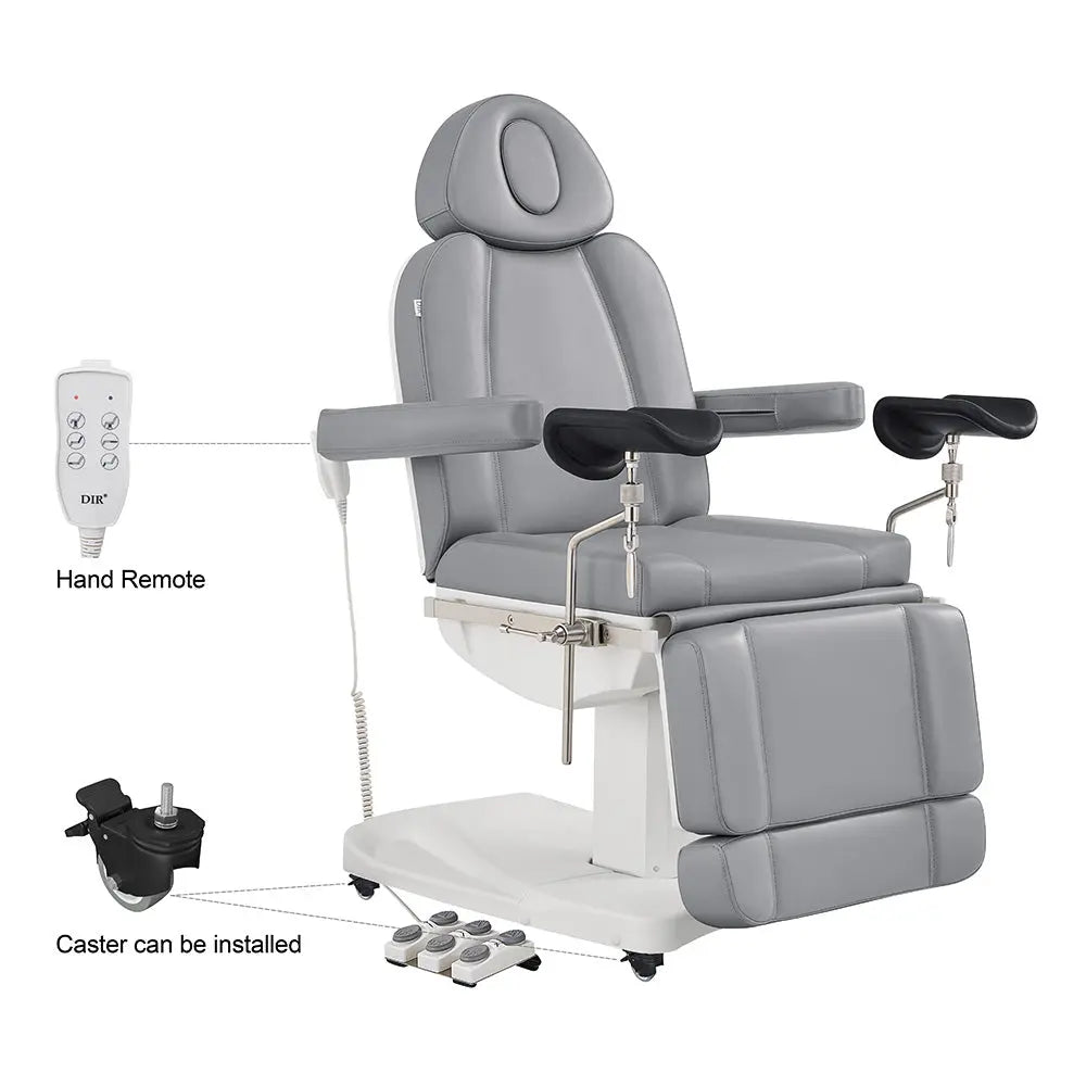 Gynecology Bed Chair with Leg Stirrups Support - Ink OB 3-Motors Examination Chair with Stirrups - DIR Store