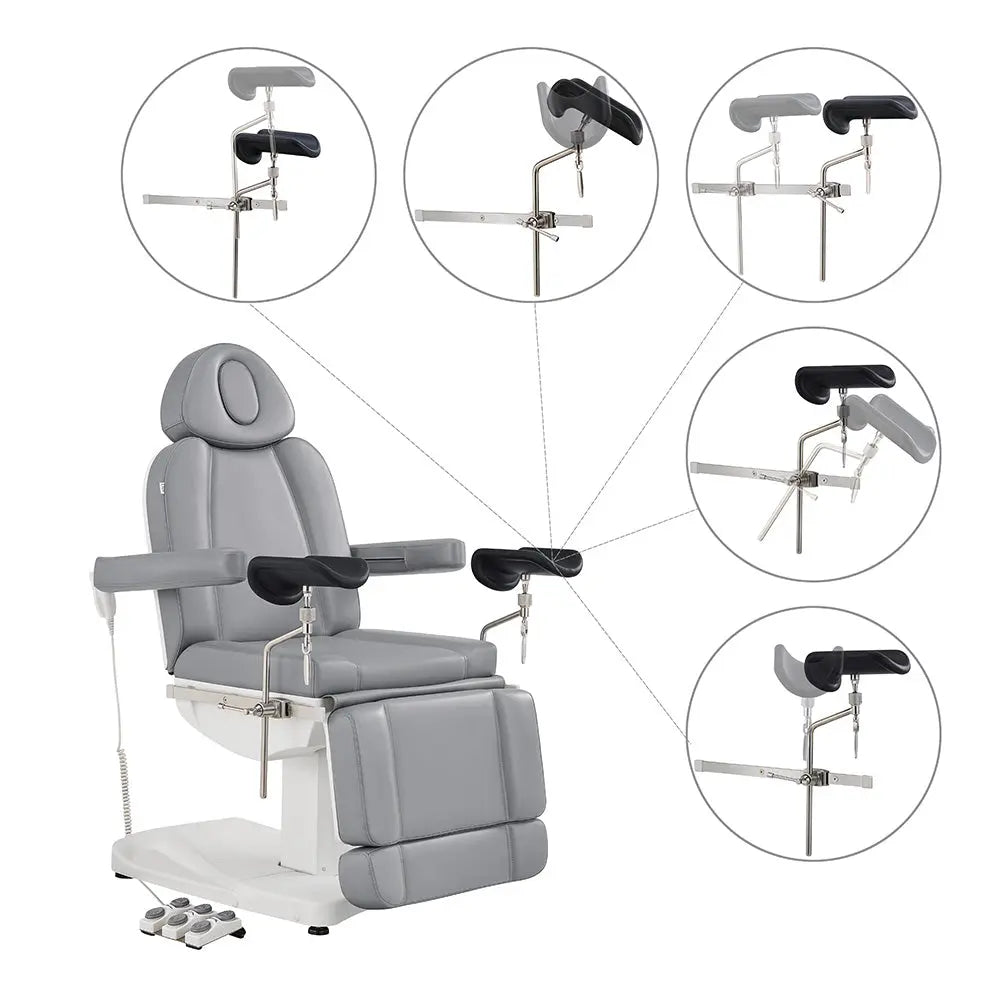 Gynecology Bed Chair with Leg Stirrups Support - Ink OB 3-Motors Examination Chair with Stirrups - DIR Store