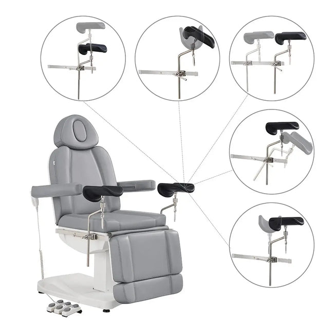Gynecology Bed Chair with Leg Stirrups Support - Ink OB 3-Motors Examination Chair with Stirrups - DIR Store