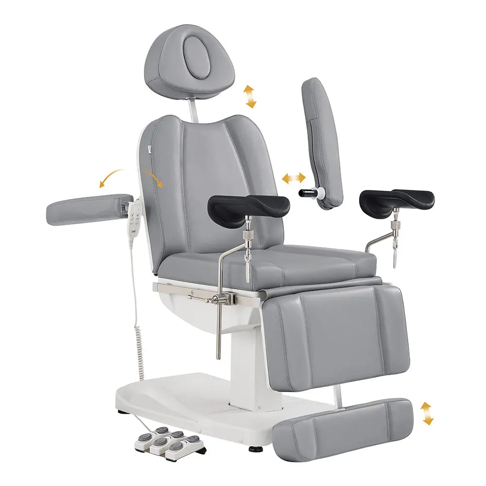 Gynecology Bed Chair with Leg Stirrups Support - Ink OB 3-Motors Examination Chair with Stirrups - DIR Store
