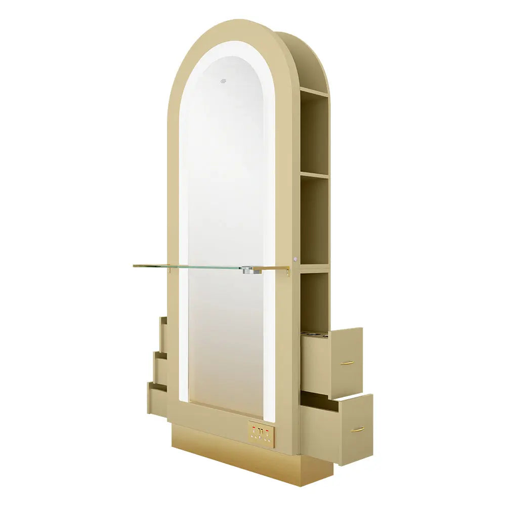 Milan II Single Side LED Beauty Salon Station - A Perfect Blend of Style and Functionality - DIR Store