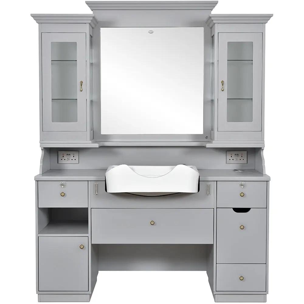 Barber Station with Frontwash Sink & LED Barber Mirror - Mohegan II Barber Unit DIR Store