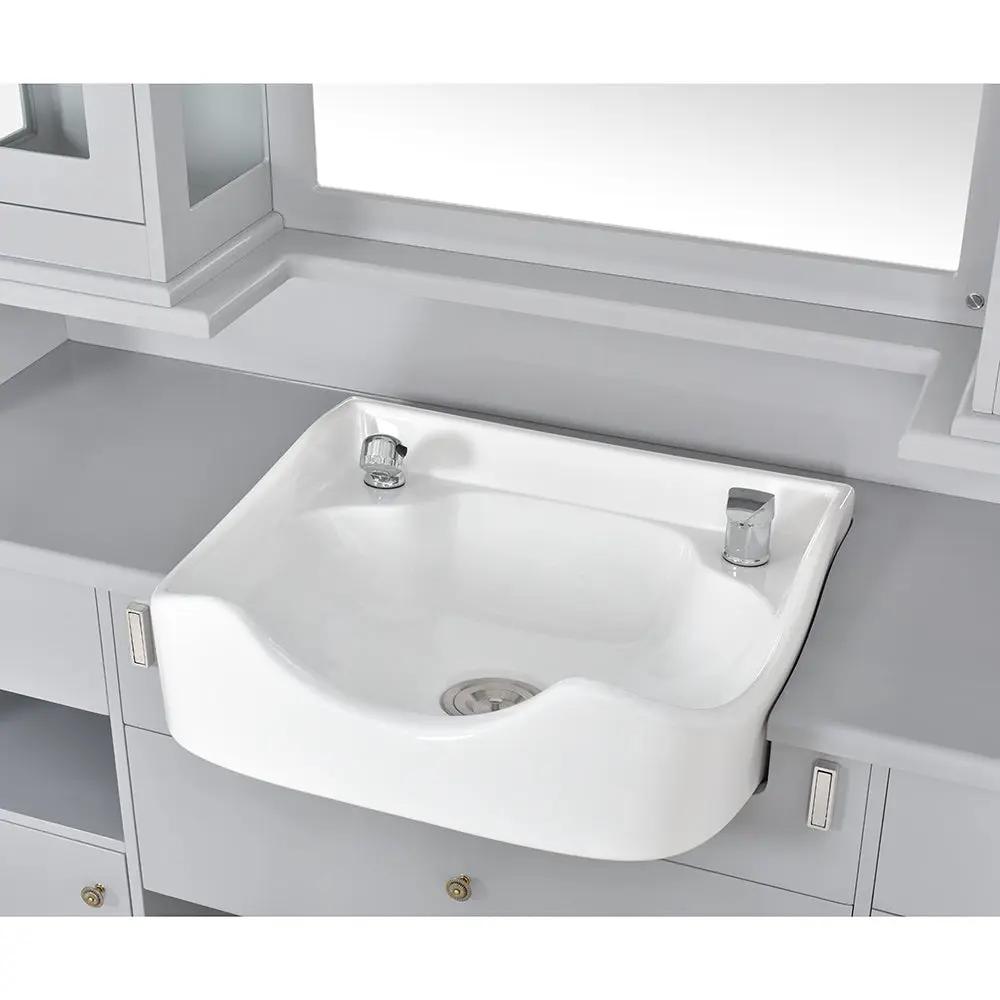 Barber Station with Frontwash Sink & LED Barber Mirror - Mohegan II Barber Unit DIR Store