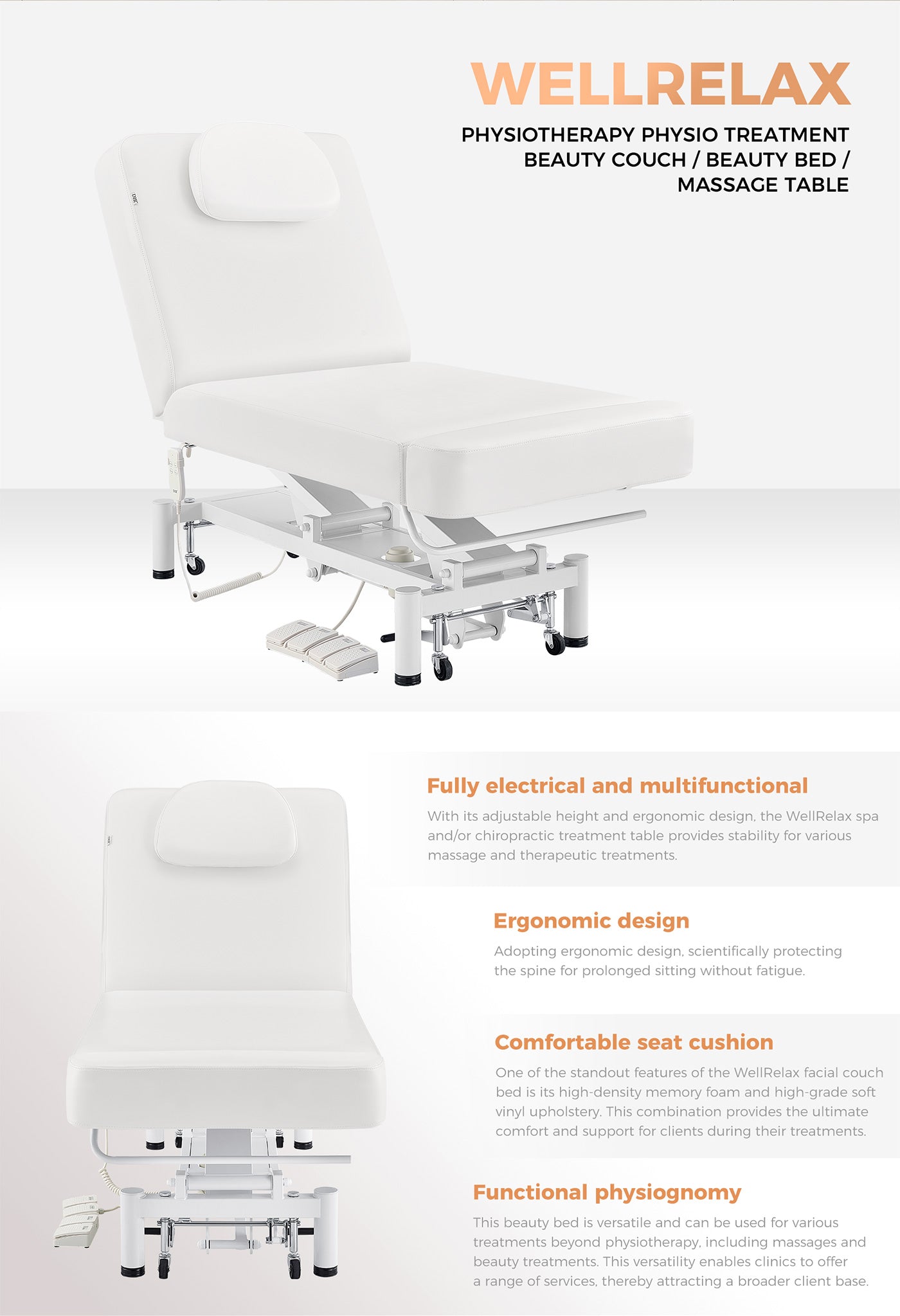 Physiotherapy Physio Treatment Beauty Couch / Beauty Bed / Massage Table - WellRelax spa- detail - DIR Store