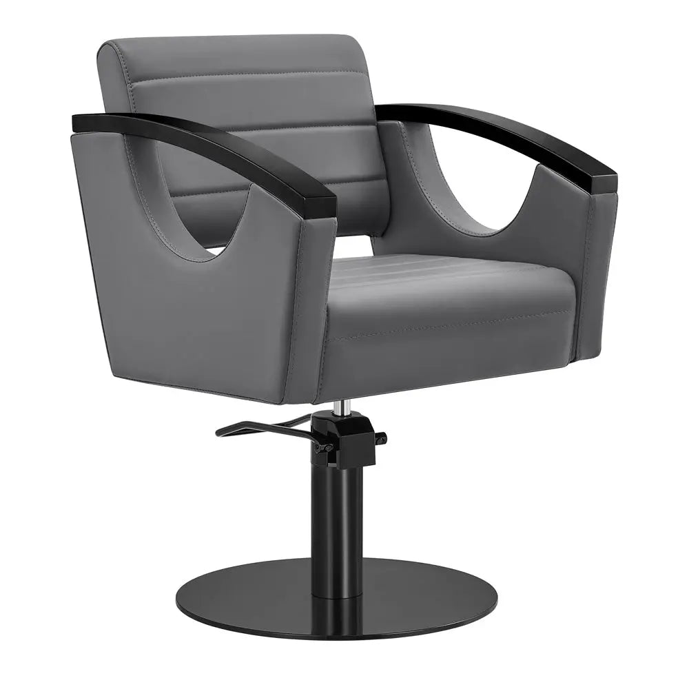 Salon Chair with Titanium Black Stainless Steel Arms - Bello Titanium Black Styling Chair DIR Store