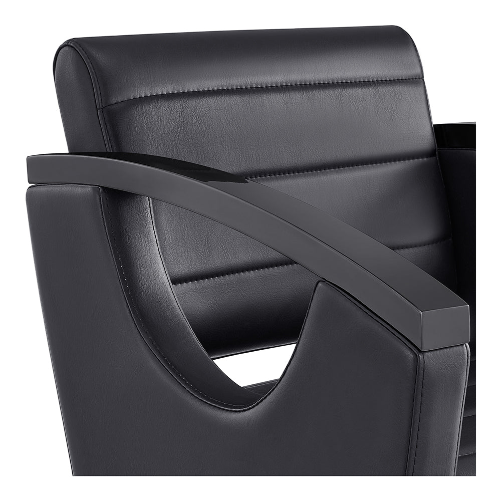 Salon Chair with Titanium Black Stainless Steel Arms - Bello Titanium Black Styling Chair DIR Store